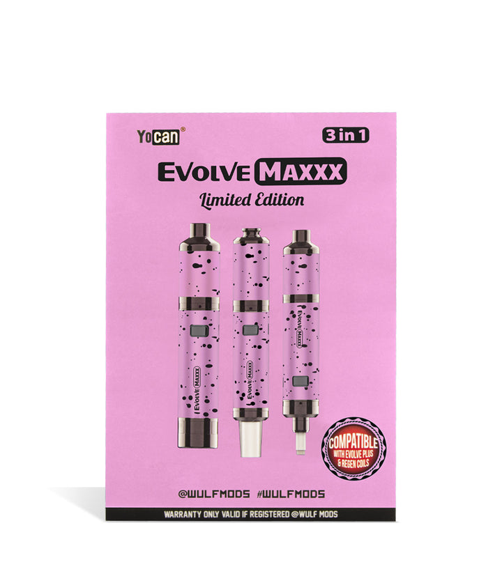 Pink Black Spatter Wulf Mods Evolve Maxxx 3 in 1 Kit packaging on white background