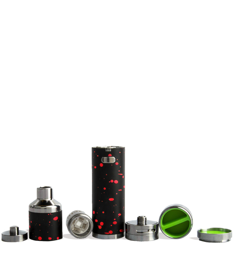 Black Red Spatter apart Wulf Mods Evolve Plus XL Concentrate Vaporizer on white background