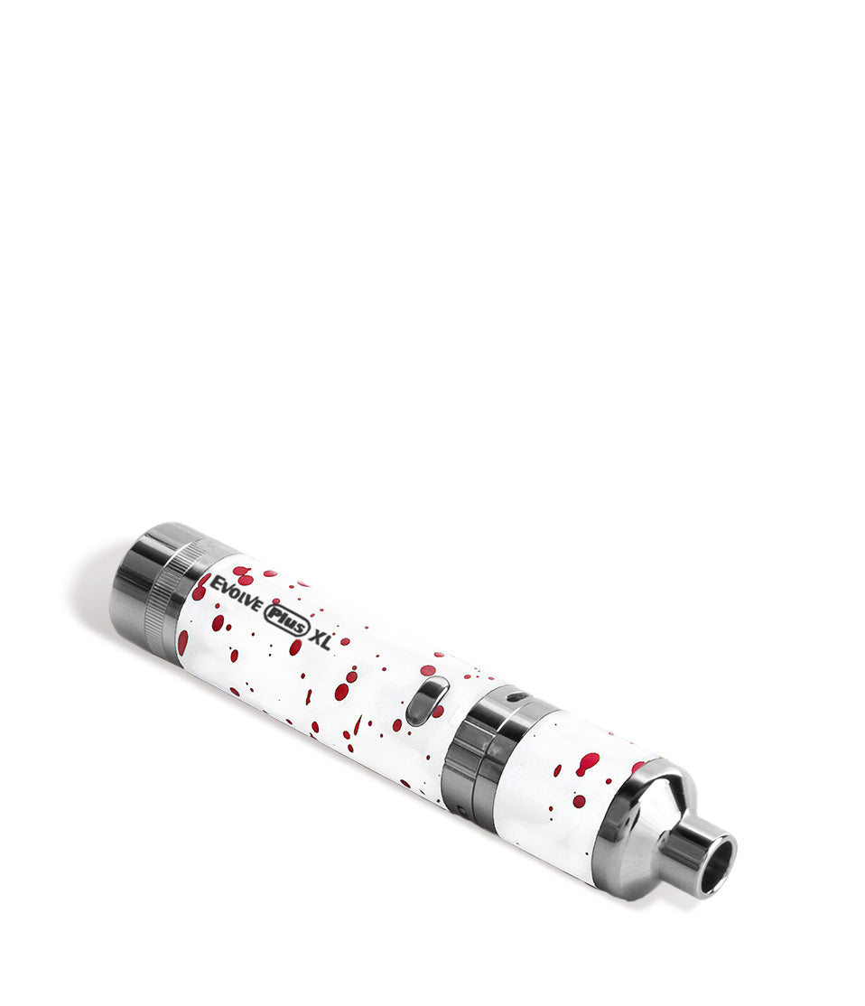 White Red Spatter laying down Wulf Mods Evolve Plus XL Concentrate Vaporizer on white background