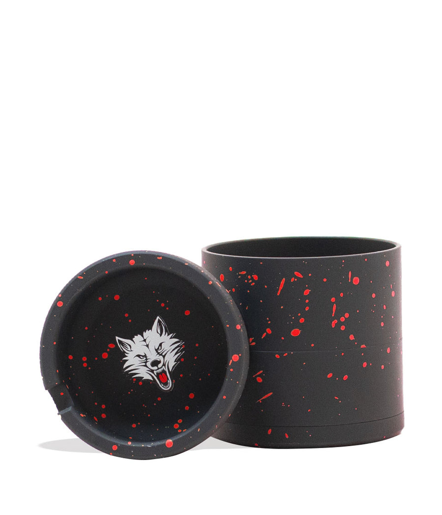 Black Red Spatter Wulf Mods 4pc 65mm Bevel Grinder Front View on White Background